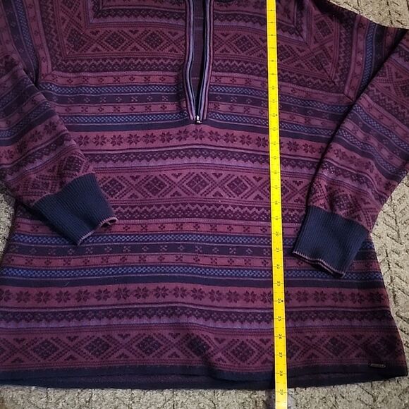 vntge Eddie Bauer men knitted fair isle 1/2 zip navy maroon sweater sz XL y2k - Picture 14 of 16